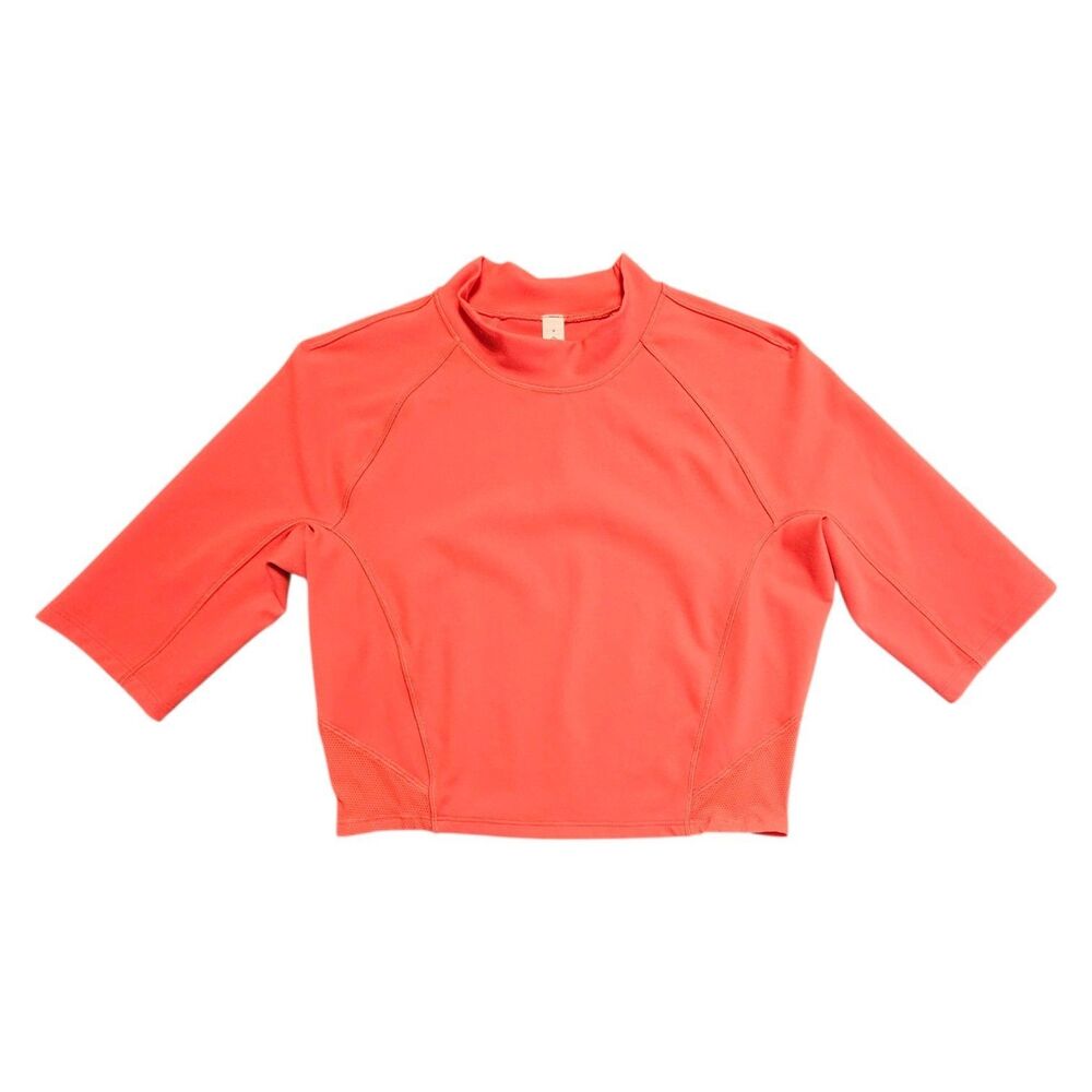 Lululemon Everlux and Mesh Cropped High Neck Shirt Top Short Sleeve Size 8 Coral
